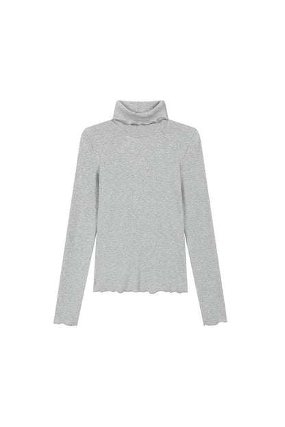 Ruffled Lapel Brushed Base Layer Top