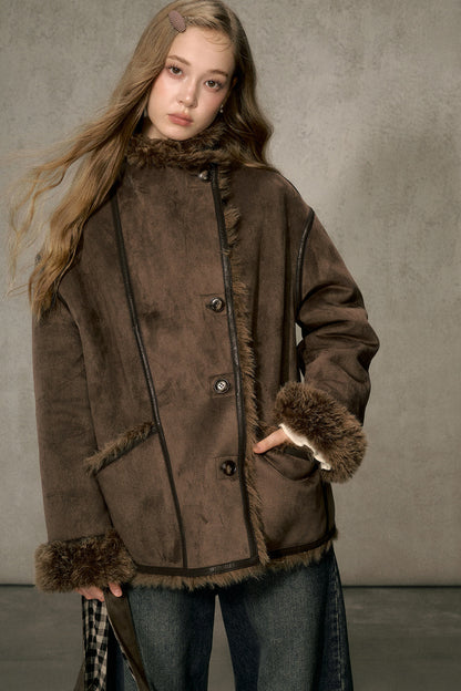 Reversible Faux Suede Fur Jacket