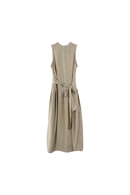 Oatmeal Tie-Up Tencel Dress