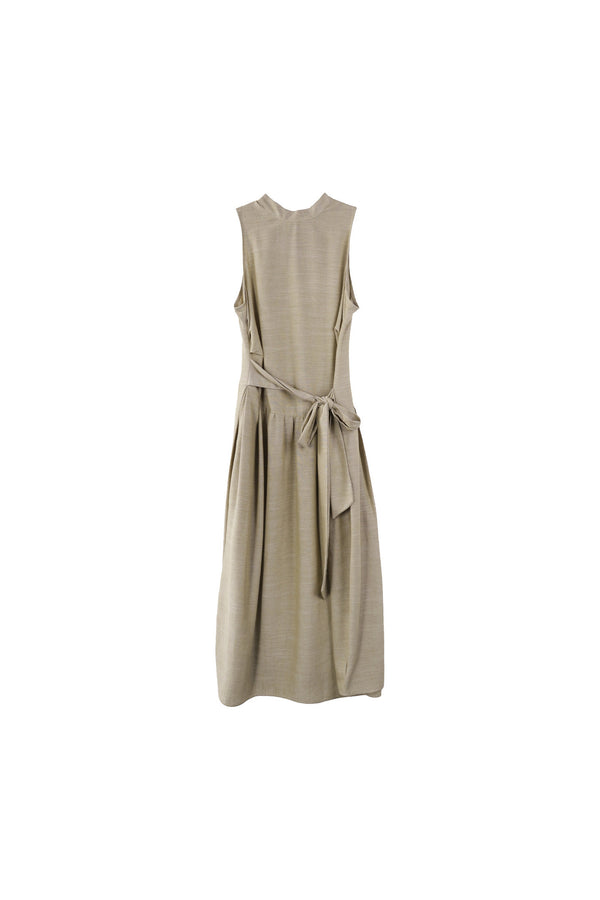 Oatmeal Tie-Up Tencel Dress