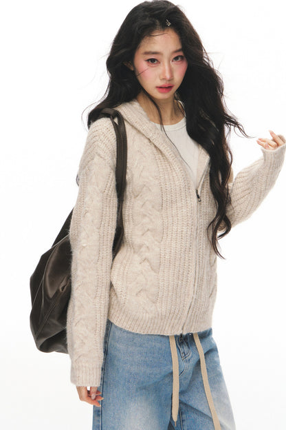 Completo cardigan a maglia a trecce