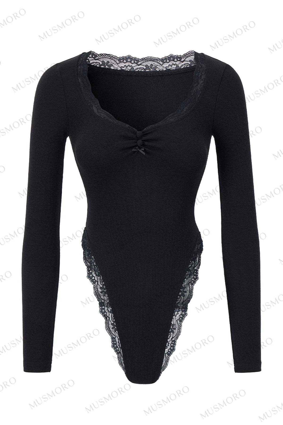 Lace Pleated Bow Jumpsuit