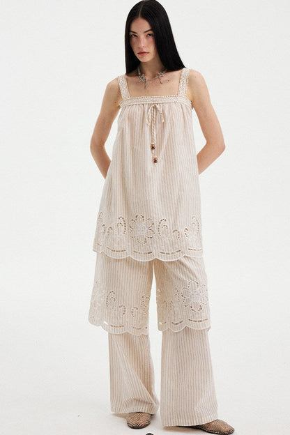Embroidered Cutout Camisole Set