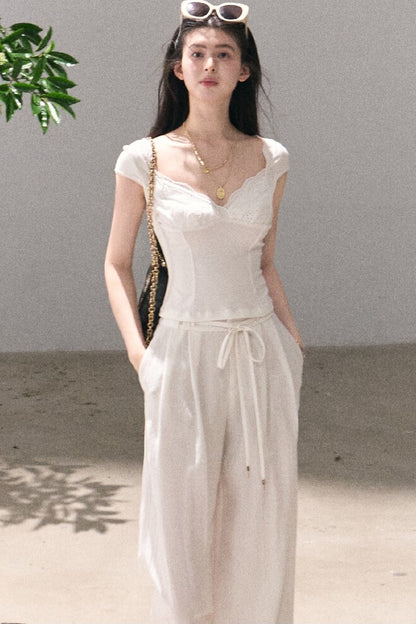 Lyocell Linen Wide-Leg Pants