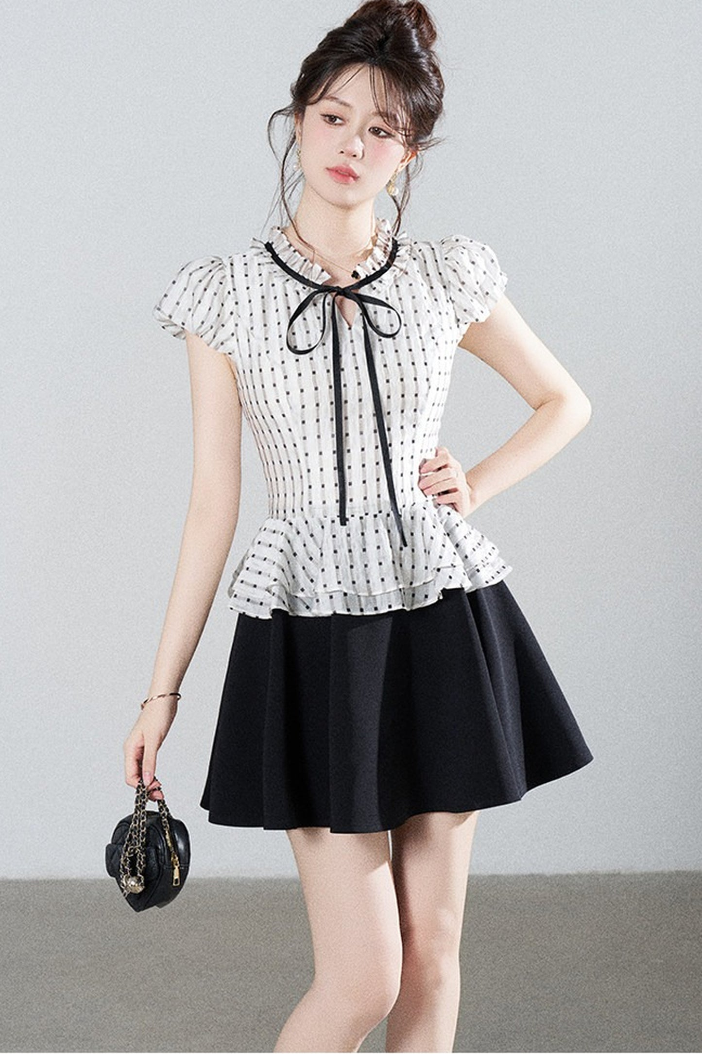 French Style Puff Sleeve A-Line Dress