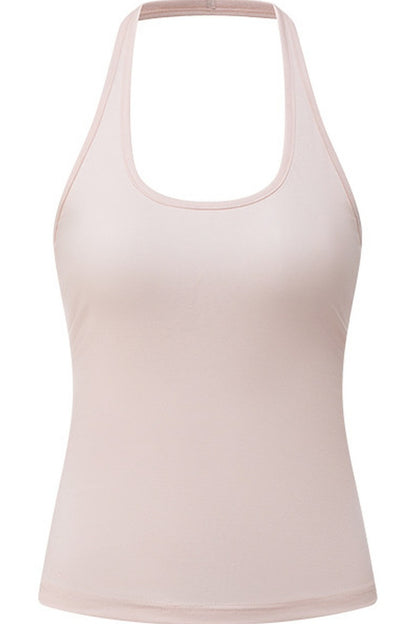 White T-Shirt and Pink Halter Neck Tank Top Set