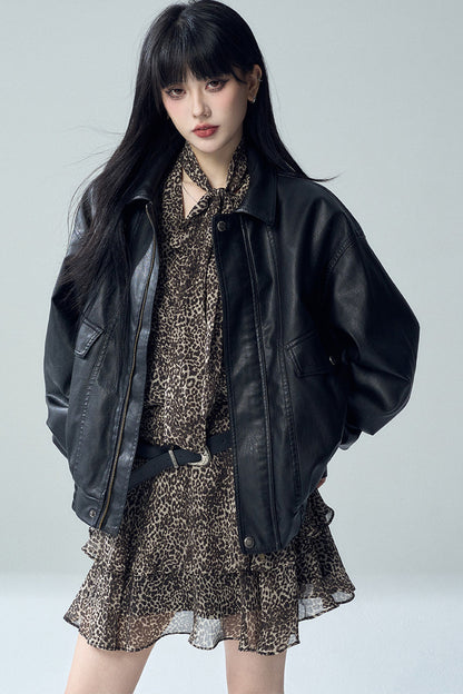 Short Black Leather Jacket