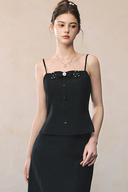 Elegant Black Suit with Waistcoat Blazer Set-Up