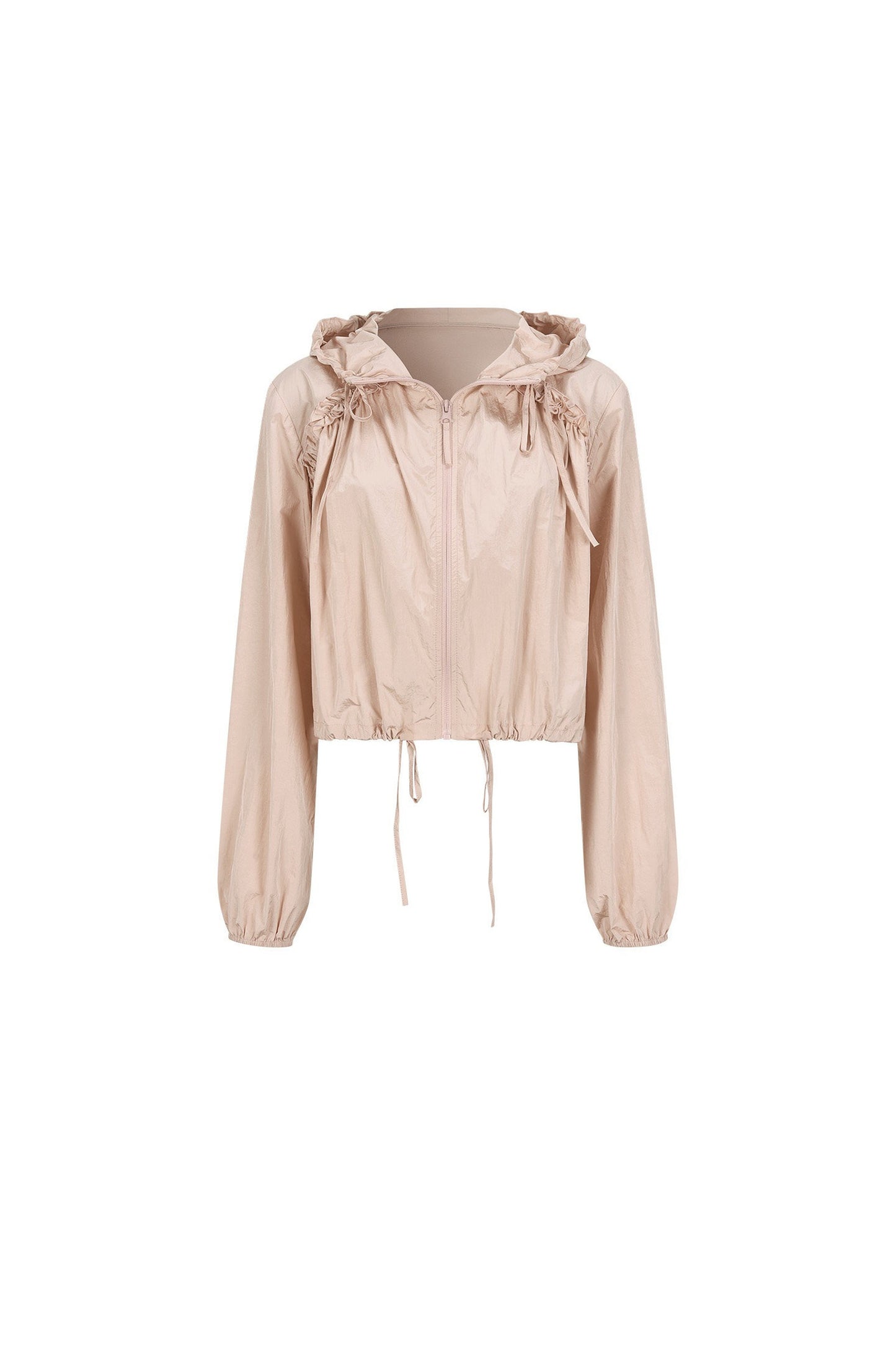 Pleated Lace Hooded Jacket