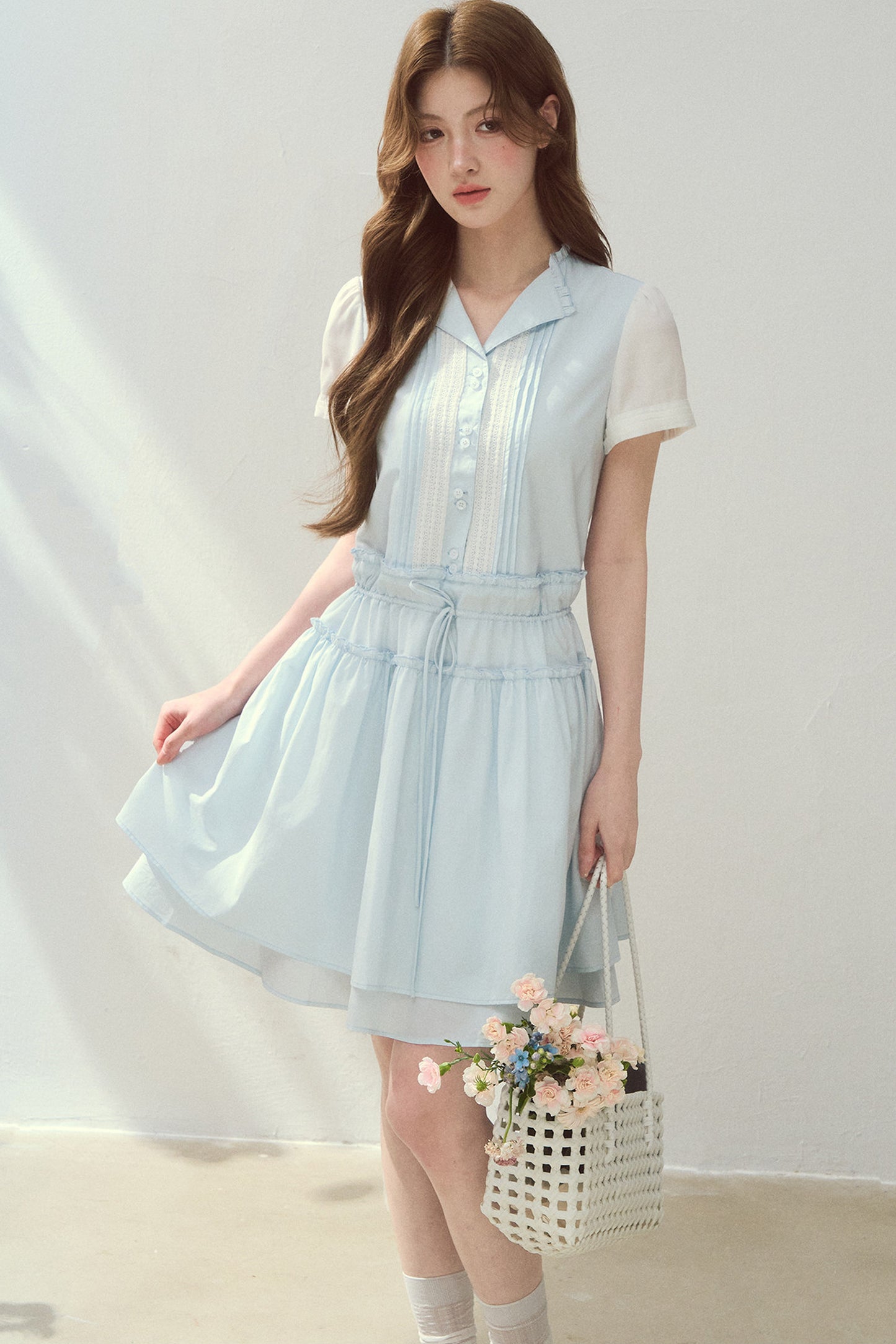 Sea Salt Blue Lyocell Shirt Dress