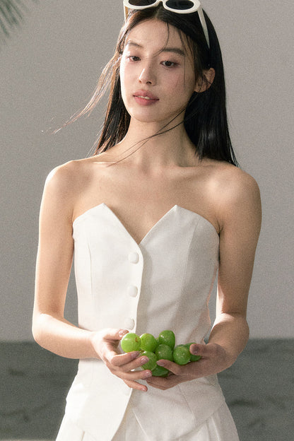 White Tube Top and Pants Set-Up