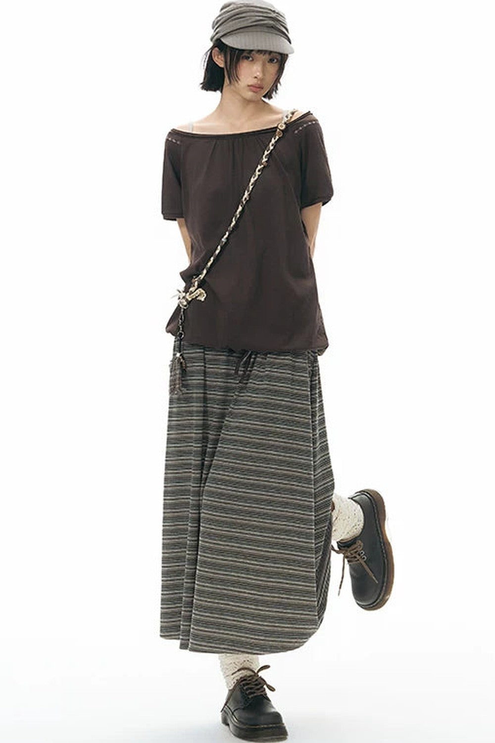 Hand-Woven Plaid Button Phone Chain