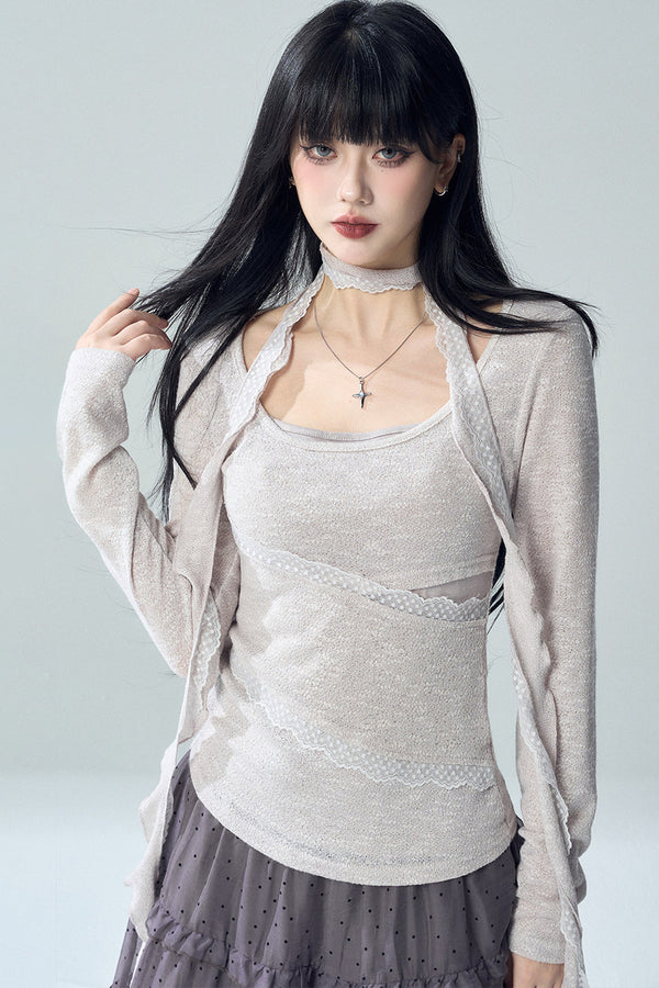 Irregular Layered-Look Knit Top