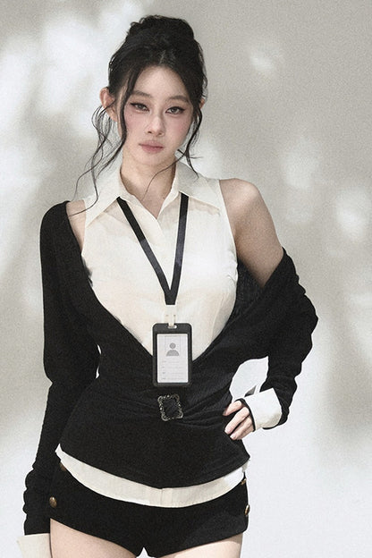 Layered-Look Knit Top Set-Up