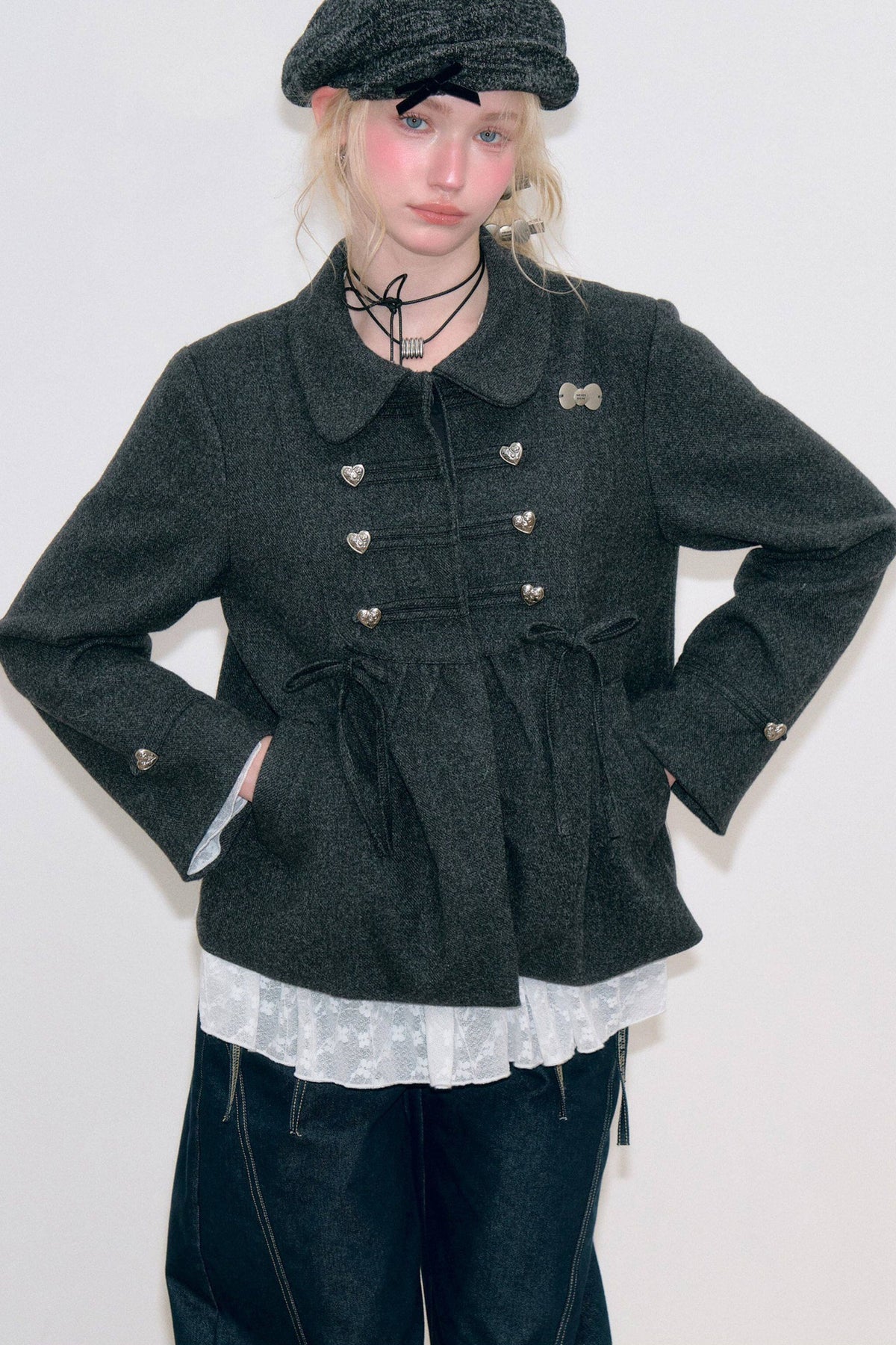 Doll Collar Bow Wool Coat