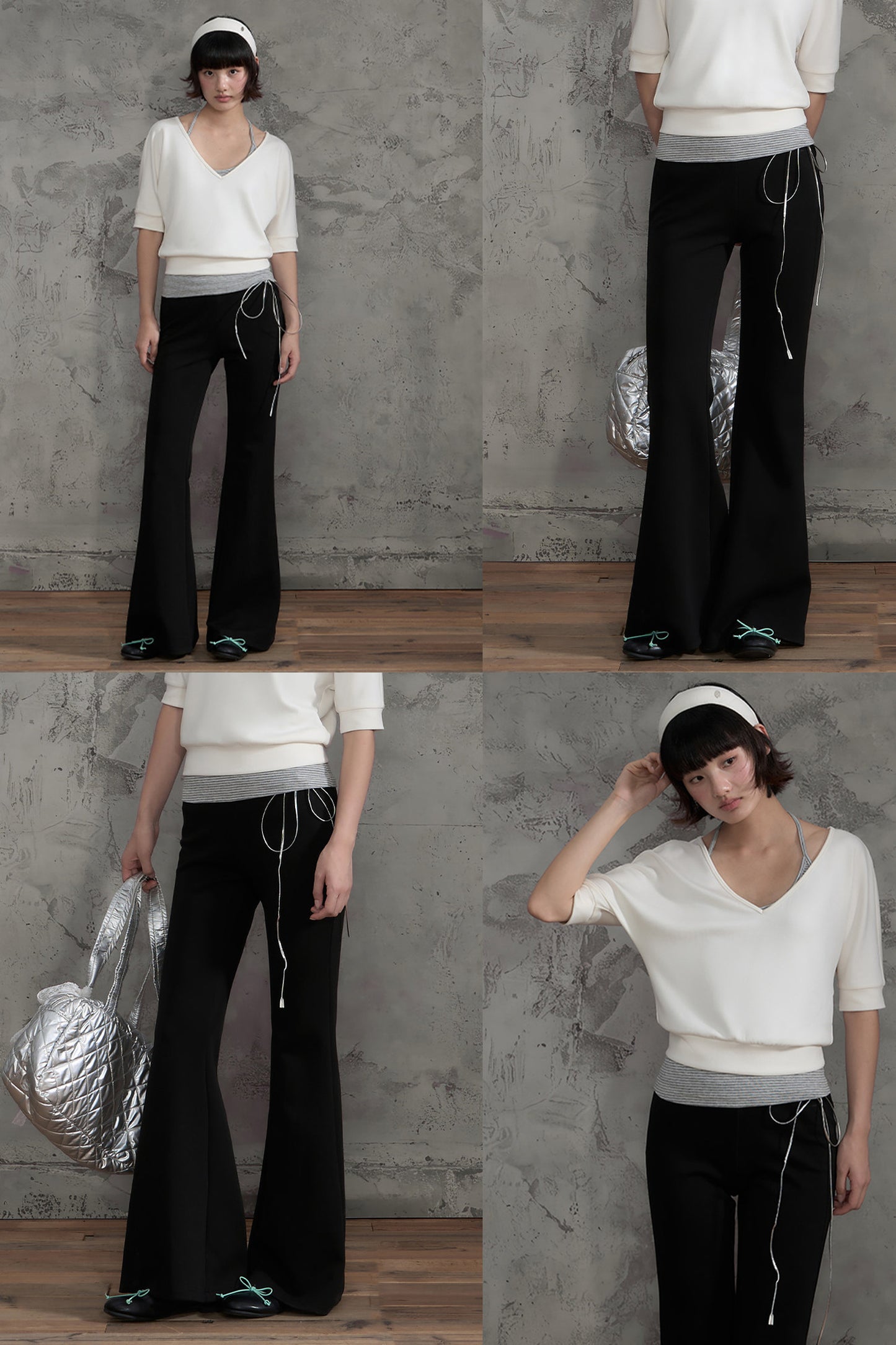 Drawstring Waist Flared Pants