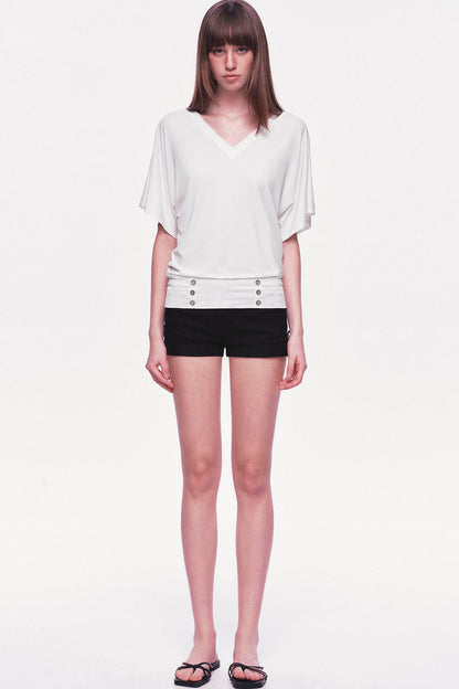 Modal Knit V-Neck Batwing Top