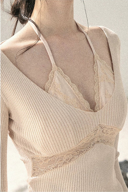 Strick-Haltertop in Pink Mist
