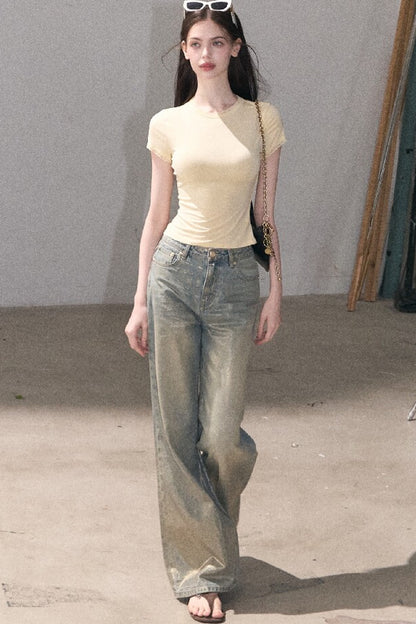 Retro Gradient Cotton Jeans