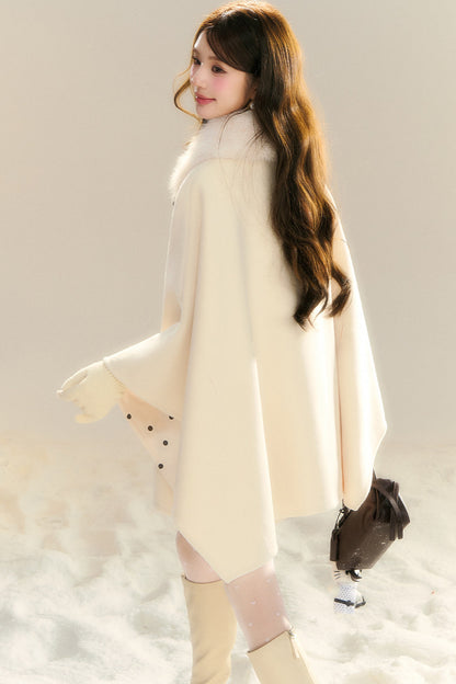 Miu 스타일 물방울무늬 케이프