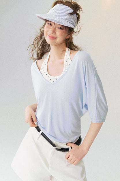 Lightweight Layered Mid-Sleeve T-Shirt
