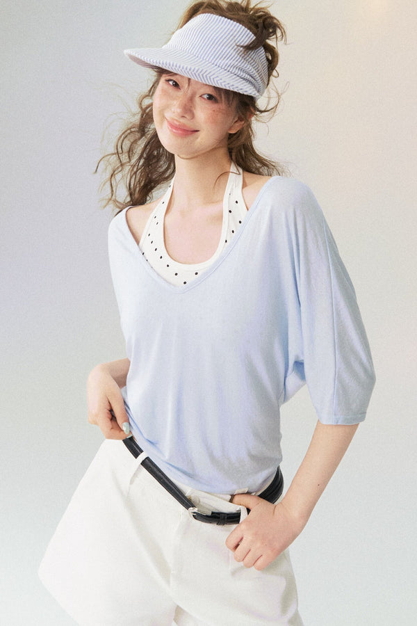 Lightweight Layered Mid-Sleeve T-Shirt