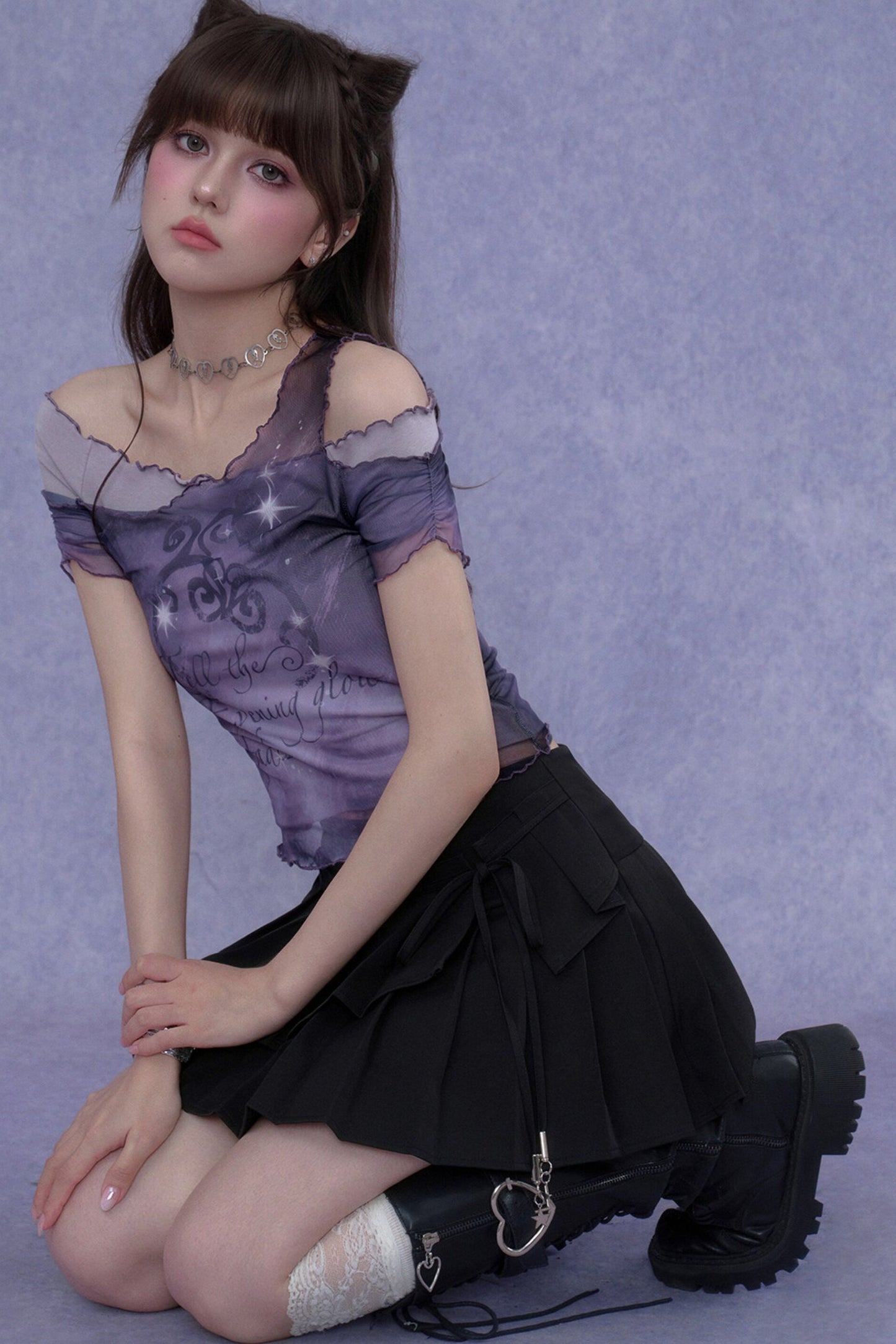 Two-Tone Pleated Skirt set-Up