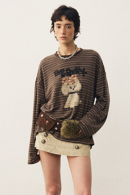 Striped Puppy Color-Blocked Sweater