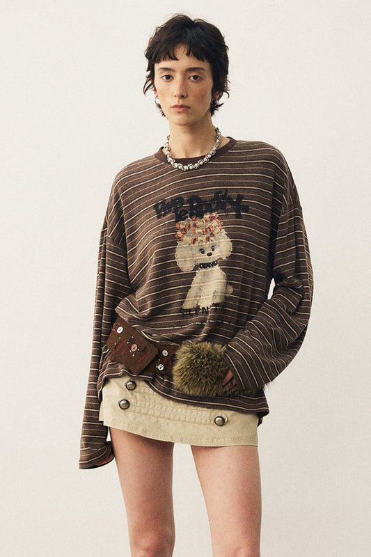Striped Puppy Color-Blocked Sweater