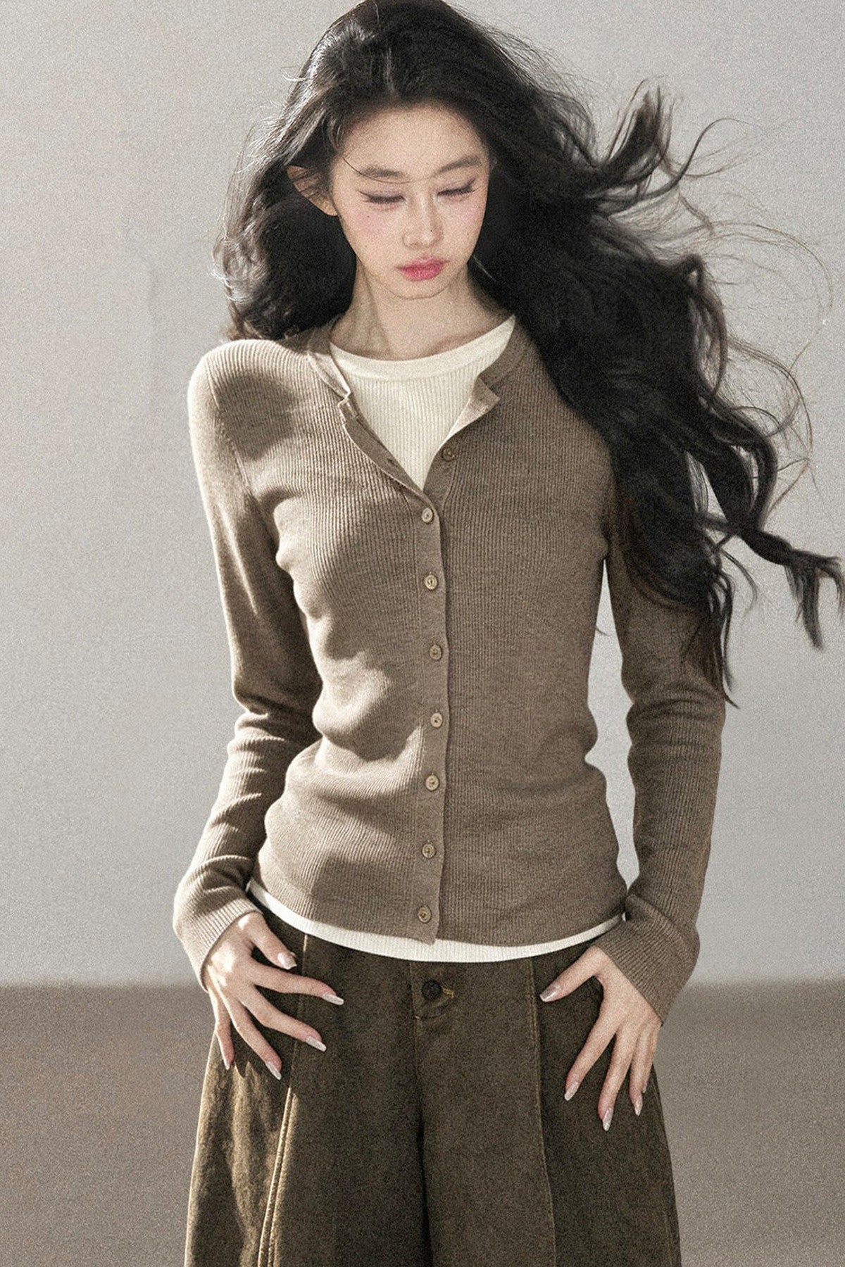 Layered-Look Knit Top Set