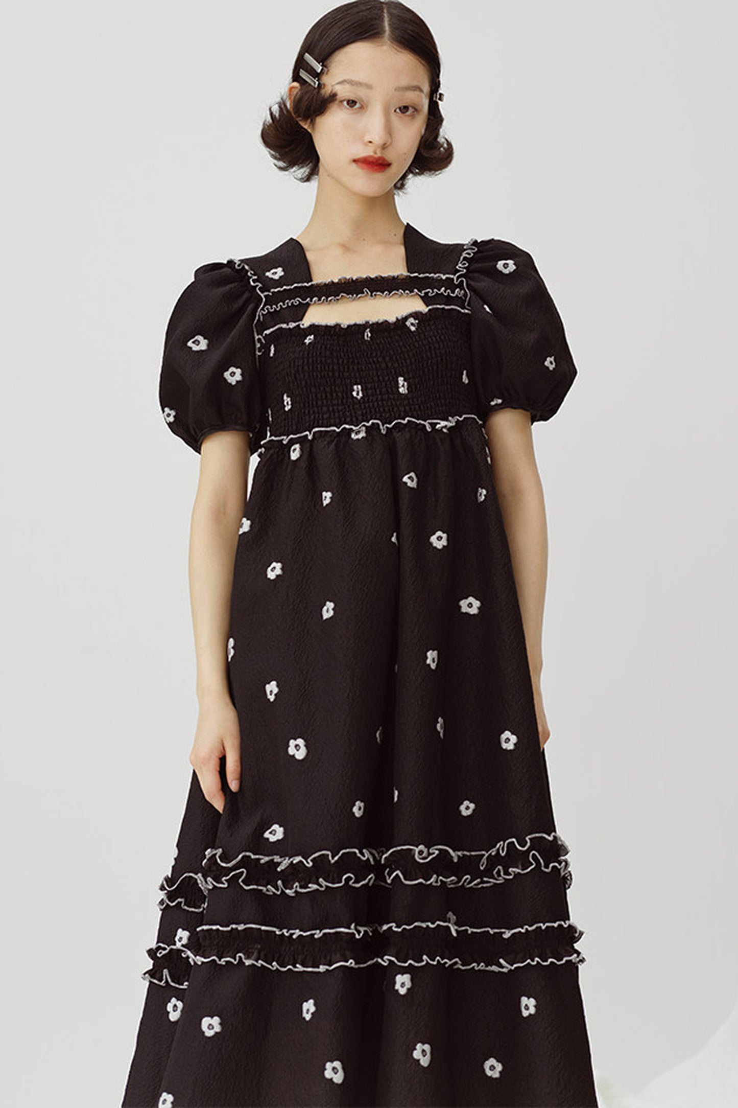 Floral Puff-Sleeve Dress