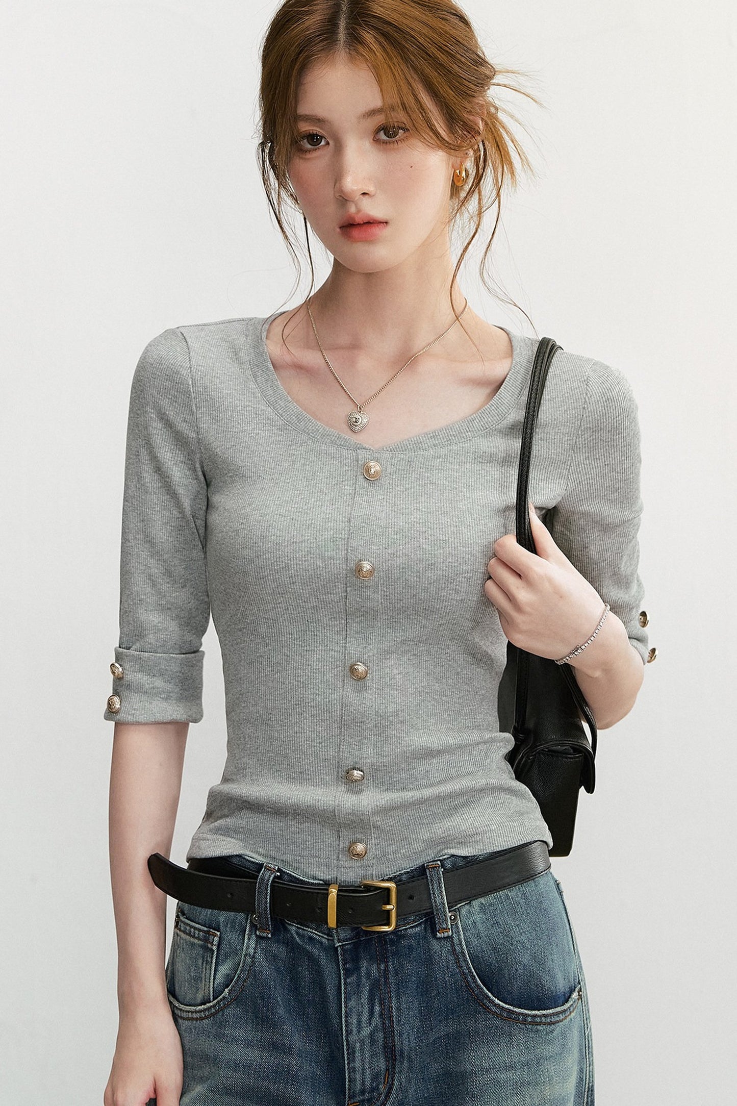 Elegant Knit V-Neck Top