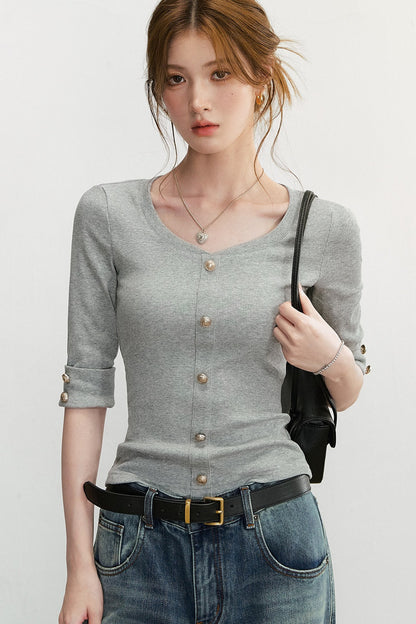 Elegant Knit V-Neck Top