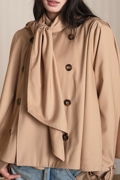 Double-Breasted Cape Trench Coat