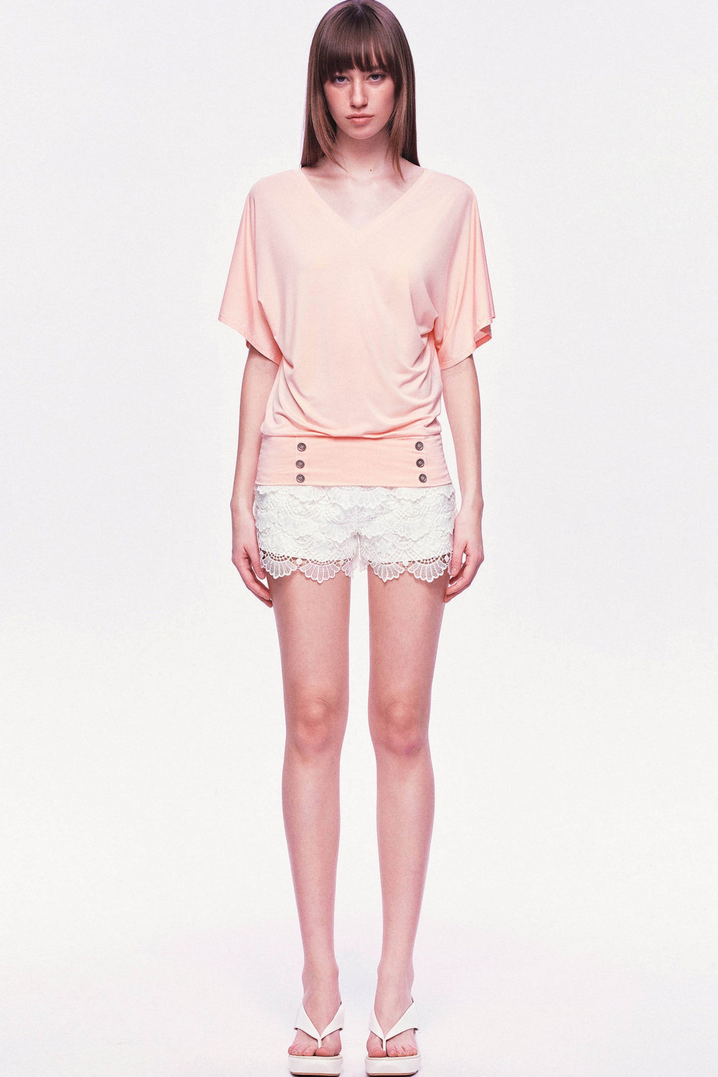 Modal Knit V-Neck Batwing Top