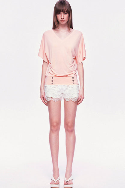 Modal Knit V-Neck Batwing Top
