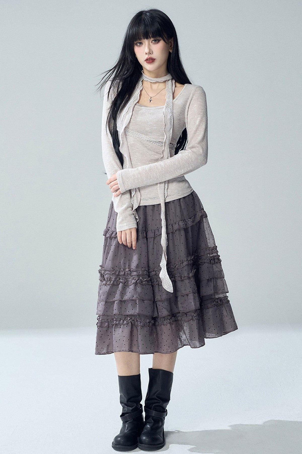 Irregular Layered-Look Knit Top