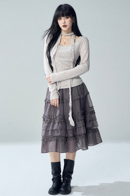Irregular Layered-Look Knit Top