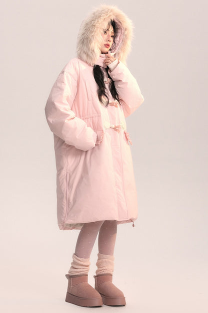 Bow Fur Collar Down Coat