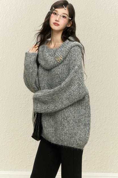 One-Shoulder Wool Knit Top and Pants Set-Up