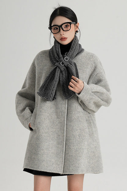 Scarf Collar Double-Sided Wool Coat