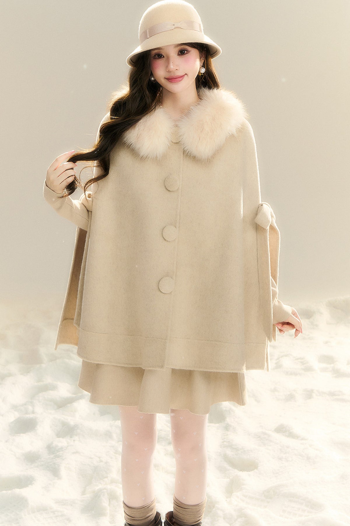 Cape 100% laine couleur avoine