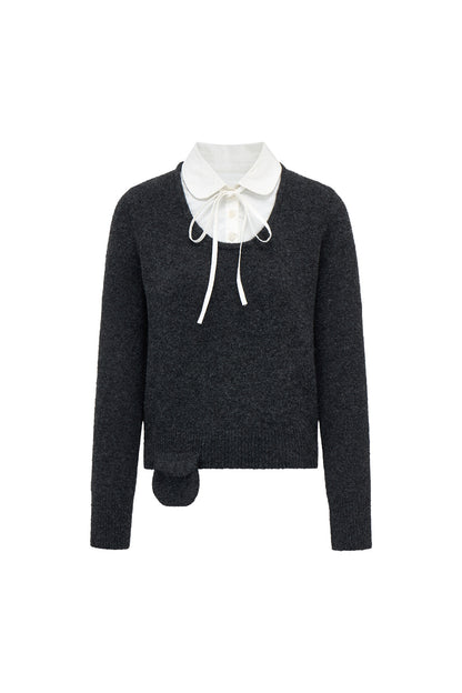 Patchwork Doll Collar Pullover Sweater