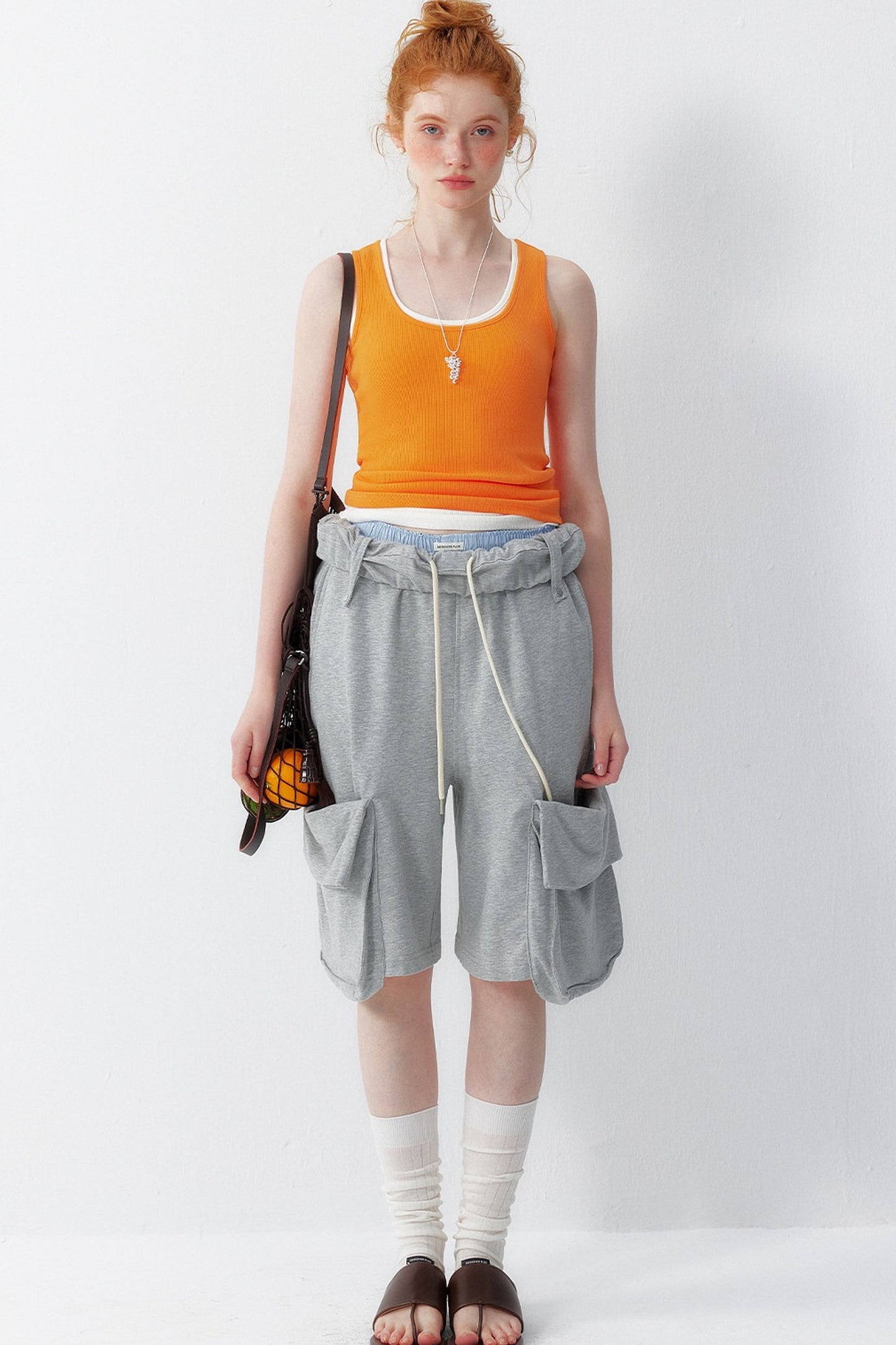 Orange U-Neck Tank Top