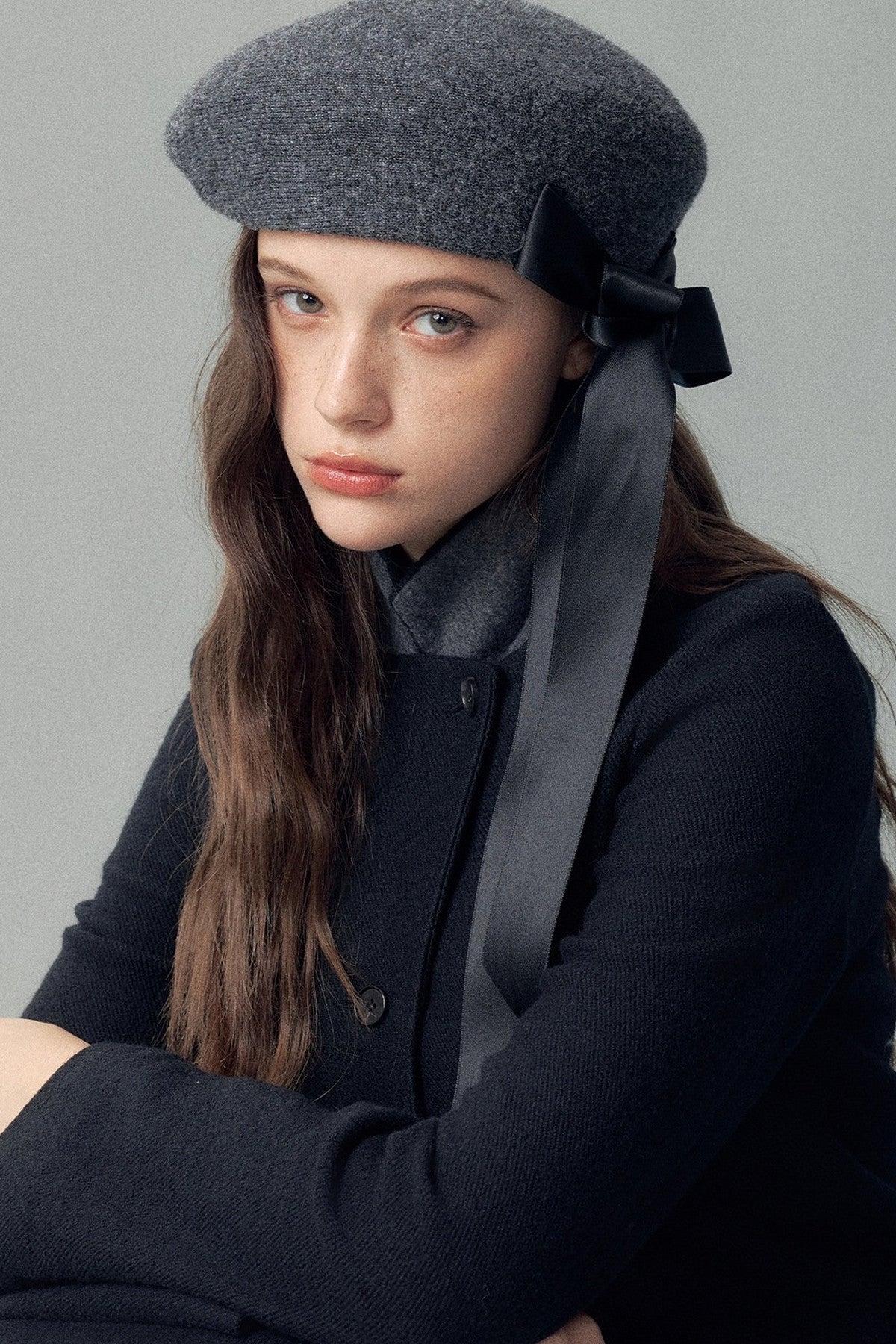 Handmade Lace-Up Slanted Wool Blend Beret
