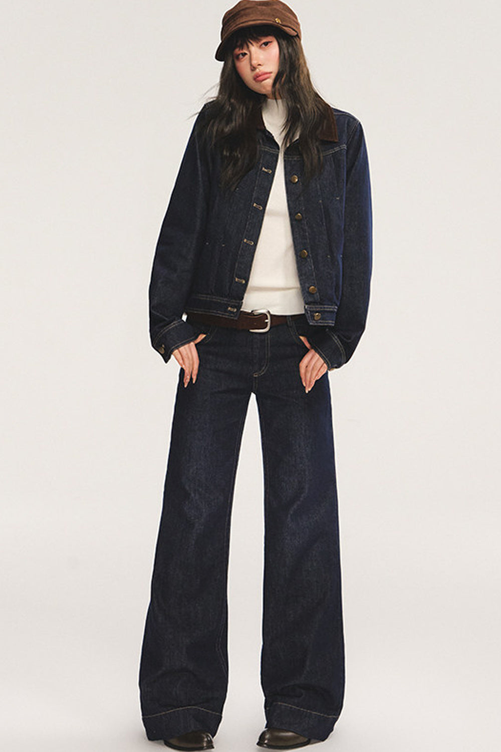 Retro Lapel Cotton-Padded Denim Jacket