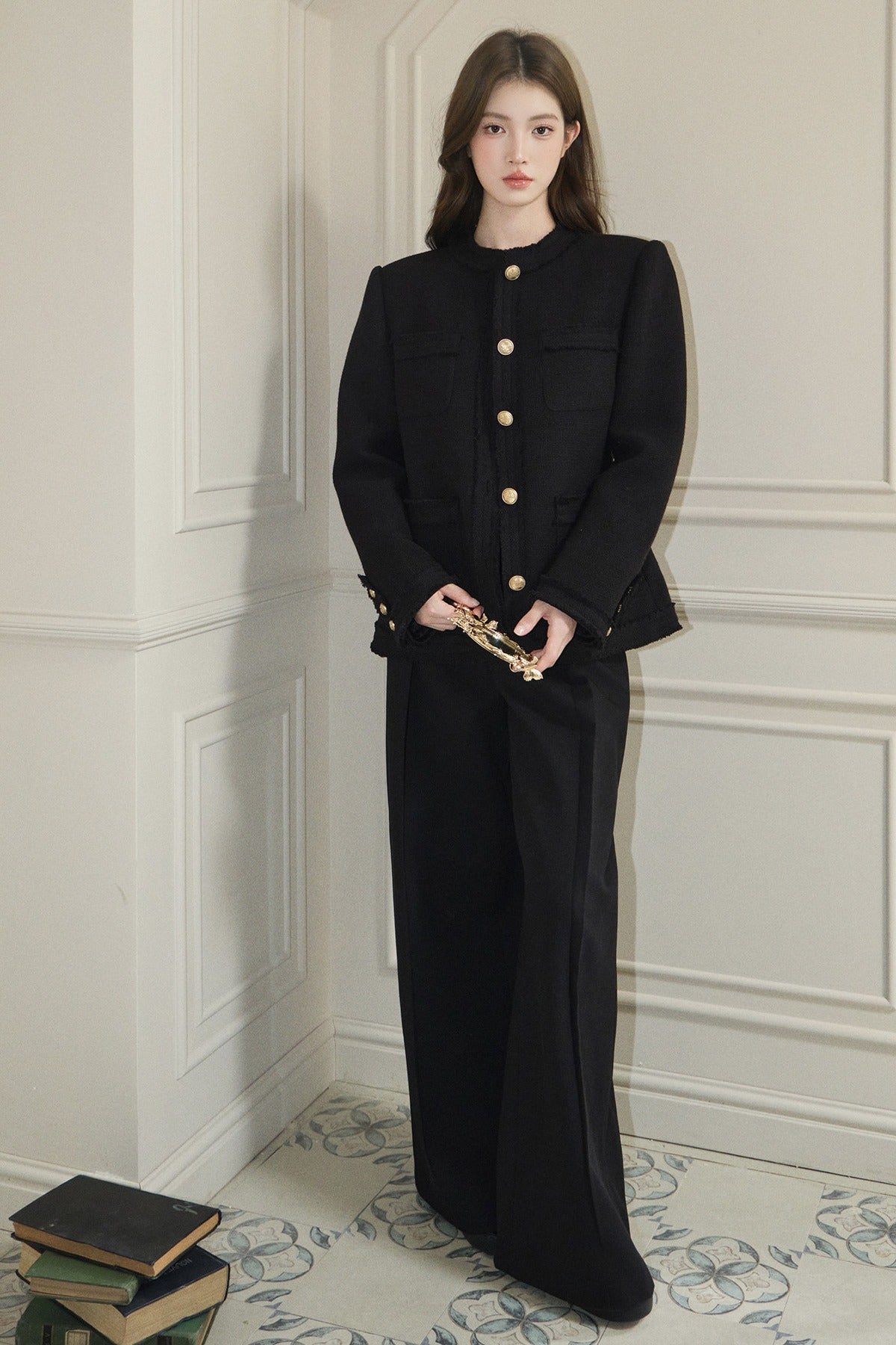 Pleated Wide-Leg Tencel Wool Pants