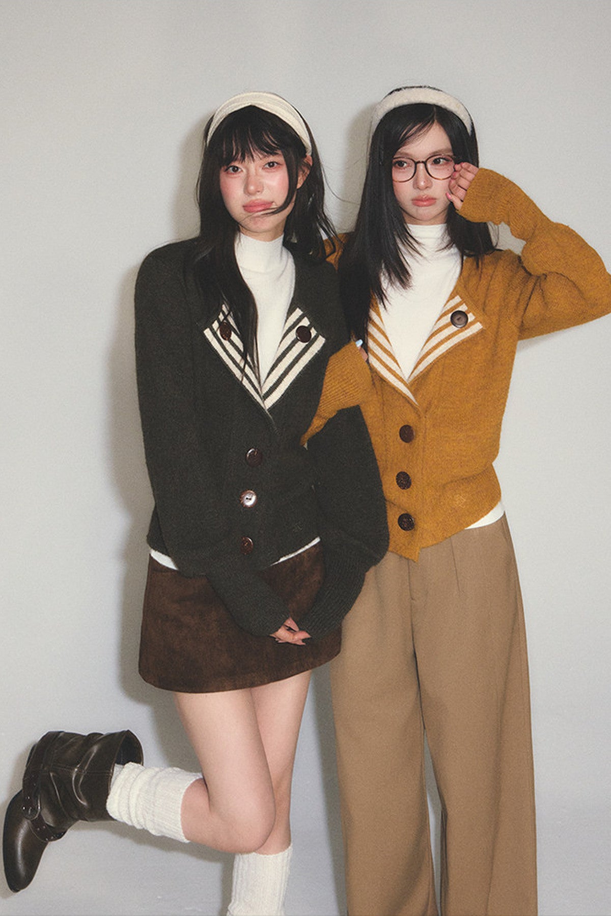Striped Color-Block Knit Cardigan