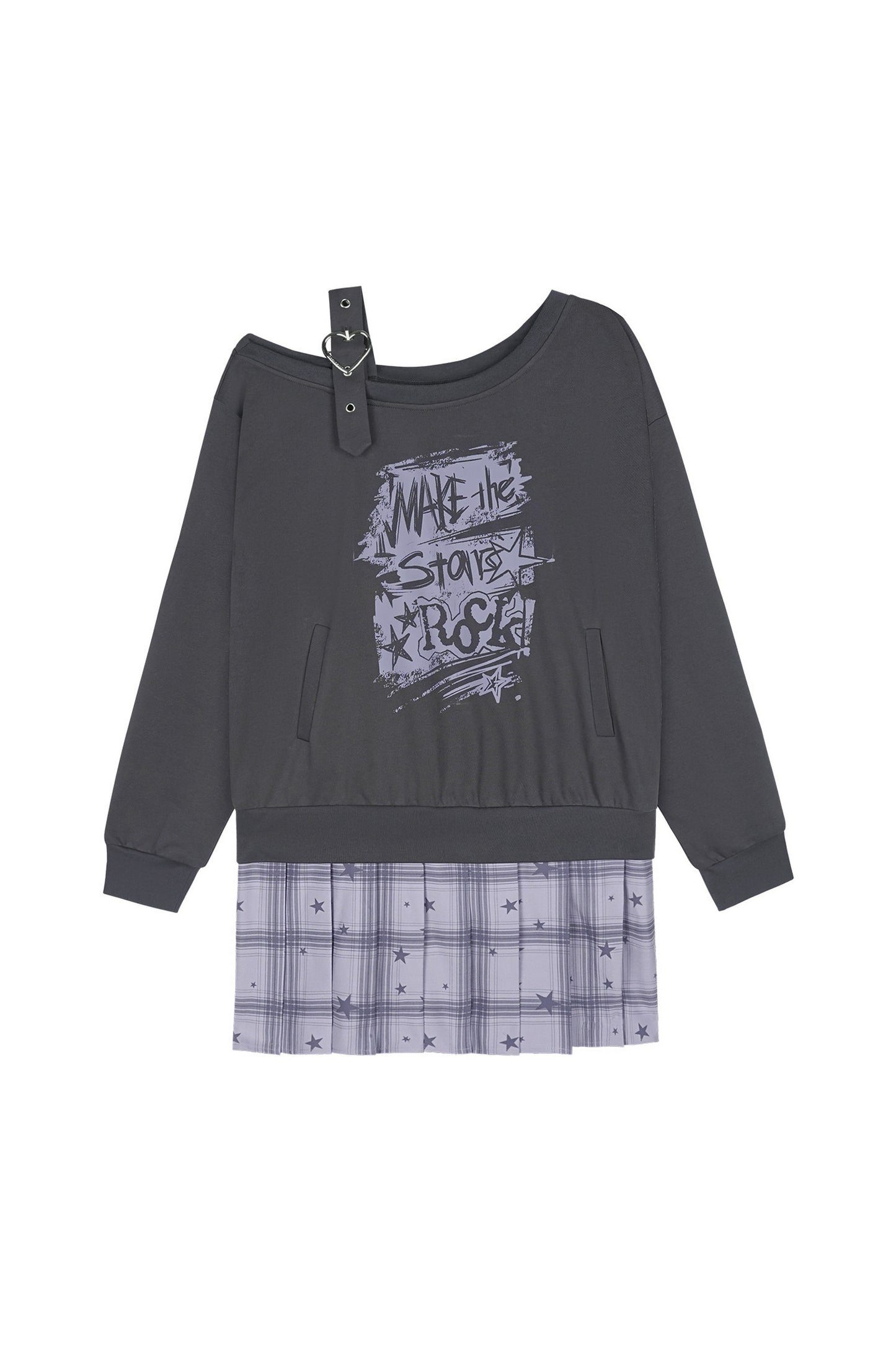 One-Shoulder Graffiti Sweatshirt Dress