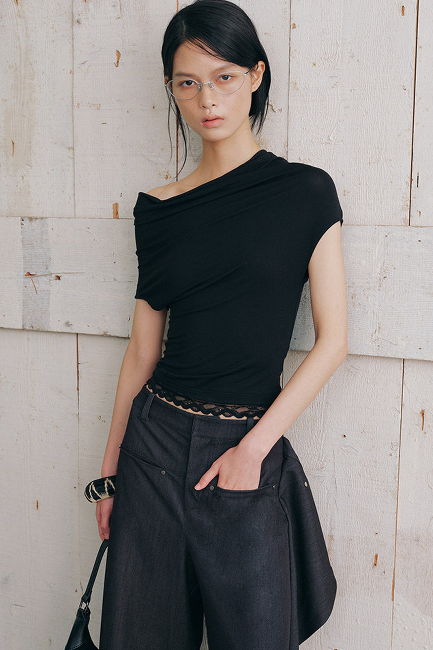 Off-Shoulder Embroidered Lace Knit Top